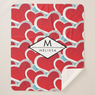 Cobertor Sherpa Corações vermelhos gordos que repetem o teste