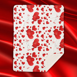 Cobertor Sherpa Corações Vermelhos Iniciais Infinitos Monograma em