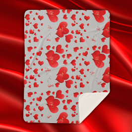 Cobertor Sherpa Corações Vermelhos Iniciais Infinitos Monograma na