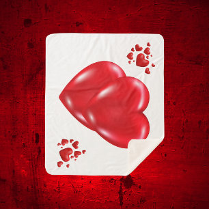 Cobertor Sherpa Corações Vermelhos Simples no Feliz dia de os namo