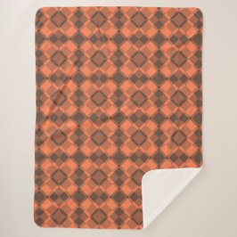 Cobertor Sherpa Coral Brown Checker Argyle Pattern