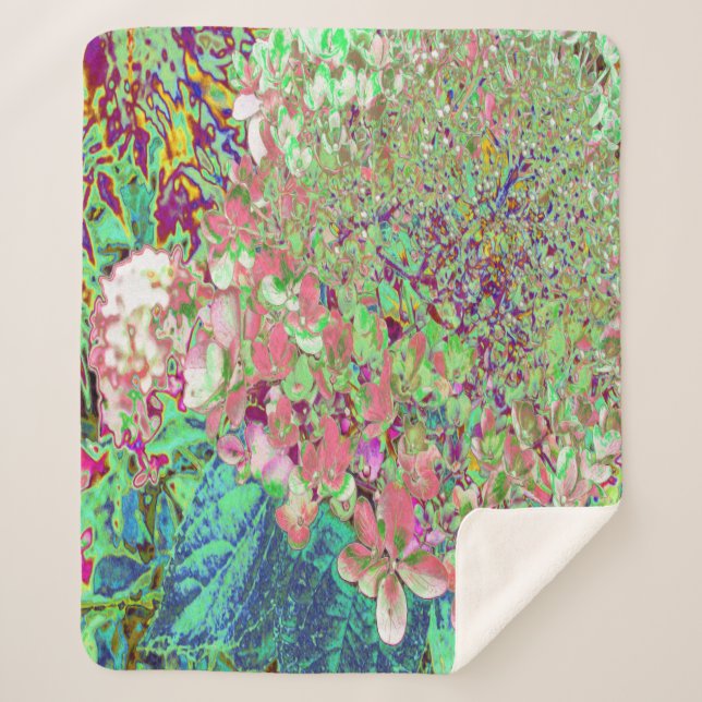 Cobertor Sherpa Coral Elegante e Chartreuse Limelight Hydrangea (Frente)