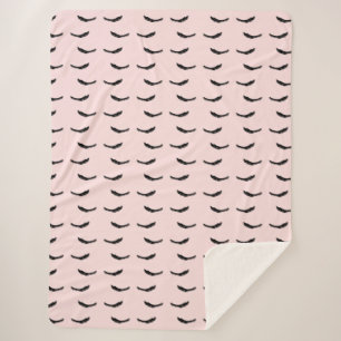 Cobertor Sherpa Coram as pestanas pretas cor-de-rosa Glam