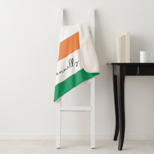 Cobertor Sherpa Cores da Bandeira da Irlanda Sobrenome Irlandês No