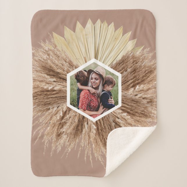 Cobertor Sherpa Cores Neutras Quentes Rústicas Fotos Personalizada (Frente)