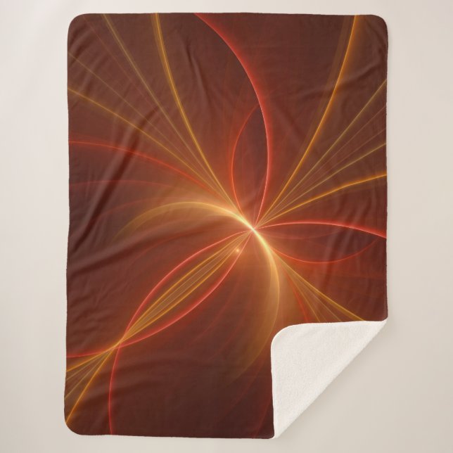 Cobertor Sherpa Cores Quentes Modernas de Arte Fractal Mística Abs (Frente)