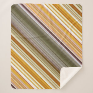 Cobertor Sherpa Corno seco Amarelo e Faixa Verde-oliva