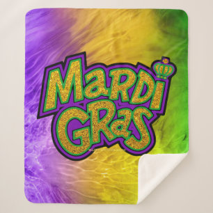 Cobertor Sherpa Coroa tema Mardi Gras festivo SlipperyJoe reinf