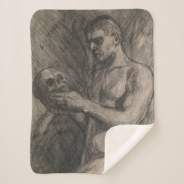 Cobertor Sherpa Corpo de um Homem Segurando o Crânio (por Albert E