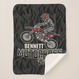 Cobertor Sherpa Corrida de Motocross de bicicleta Dirt NAME Person