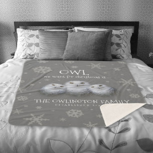 Cobertor Sherpa Coruja Engraçada Que Queremos para o Natal... Snow