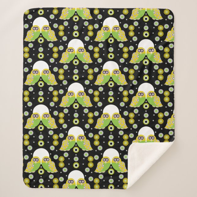 Cobertor Sherpa Coruja Escandinava Arte Folk Sherpa Blanket (Frente)