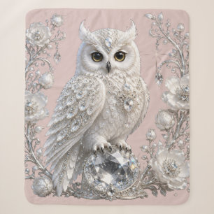 Cobertor Sherpa Coruja Pérola Cristal Branco