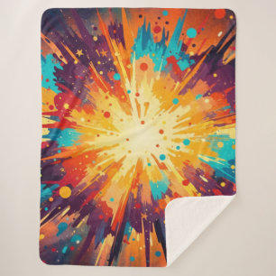 Cobertor Sherpa Cosmic Burst Abstract Splatter Art