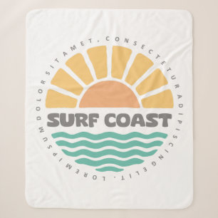 Cobertor Sherpa Costa de Surf Pôr do Sol Vintage Design Retrô