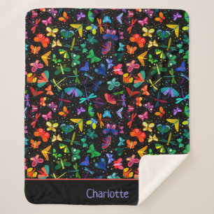 Cobertor Sherpa Cotovelo-arco-íris Borboletas Crianças Personali