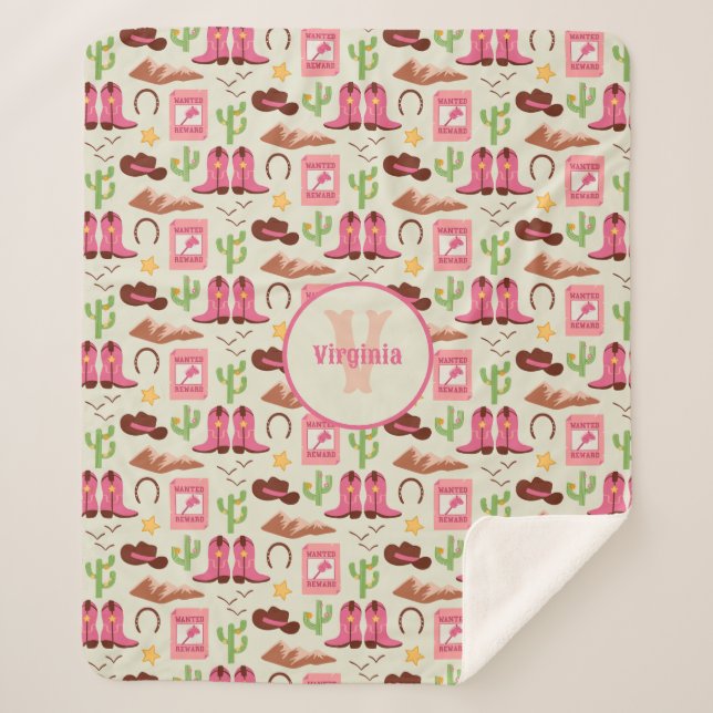 Cobertor Sherpa Country Cowgirl Boots Adorable Stick Horse Western (Frente)