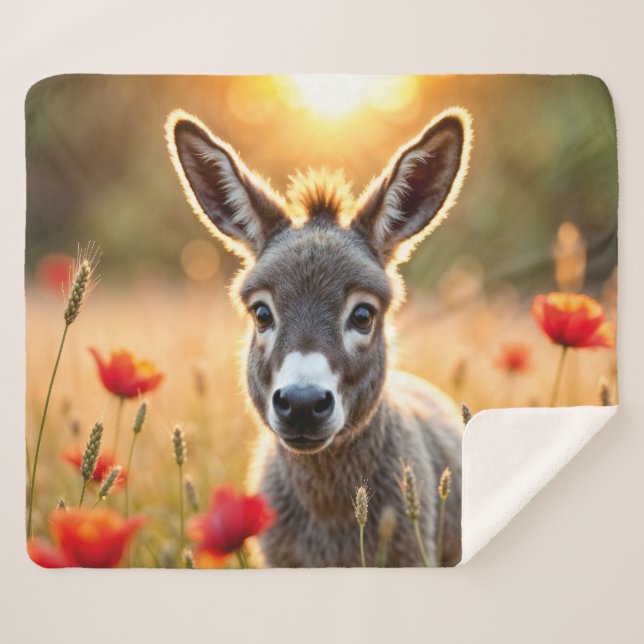 Cobertor Sherpa Countryside burkey curioso olhos arte pacífica (Frente (Horizontal))