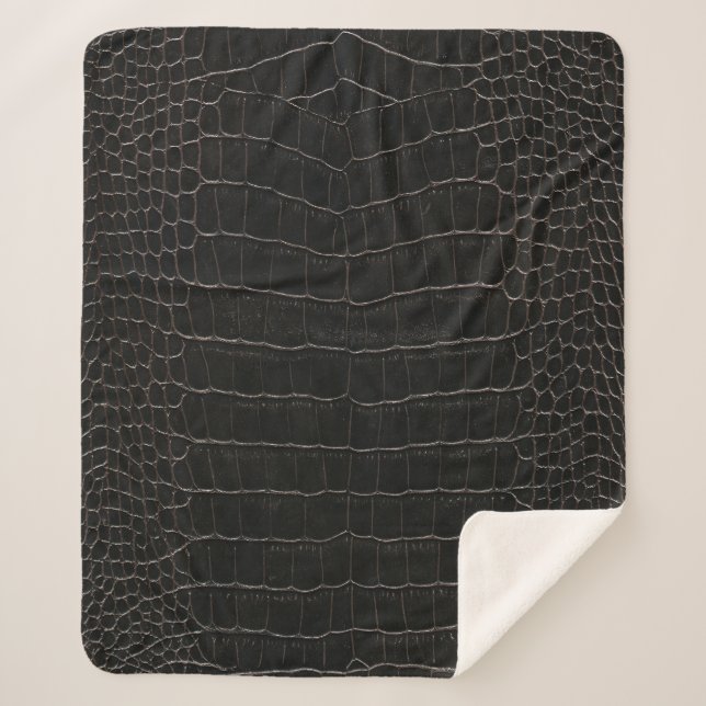 Cobertor Sherpa Couro crocodilo luxurioso: textura têxtil. (Frente)