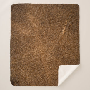 Cobertor Sherpa Couro marrom envelhecido: Textura clássica