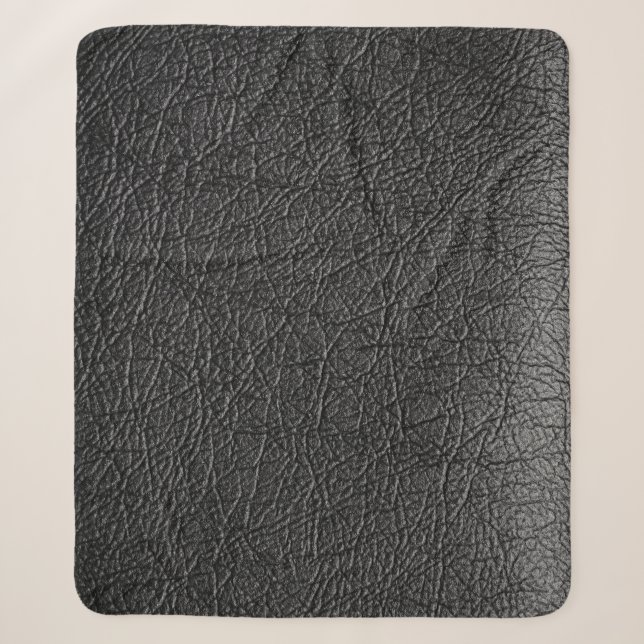 Cobertor Sherpa Couro preto: textura em tela fechada. (Frente)