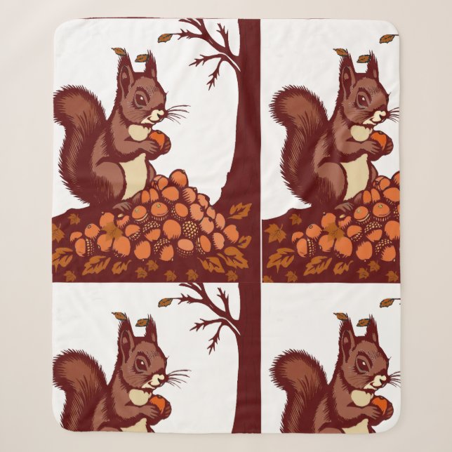 Cobertor Sherpa 🐿️ Couverture Sherpa Écureuil d'Automne et Forêt  (Frente)