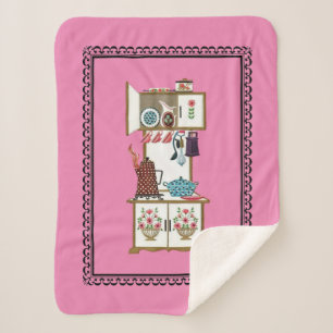 Cobertor Sherpa Cozinhar branco Vintage Flores de estiva do café P