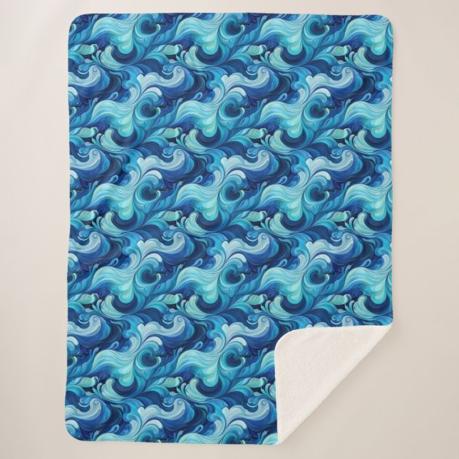 Cobertor Sherpa Cozy Em Um Azul Asiático Elegante (Frente)