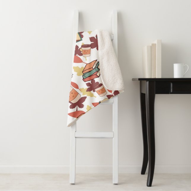 Cobertor Sherpa Cozy Kawaii Fall Vibes (In Situ)