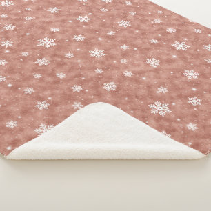 Cobertor Sherpa Cozy Rosa Dourado Glitter Stars Snowflakes