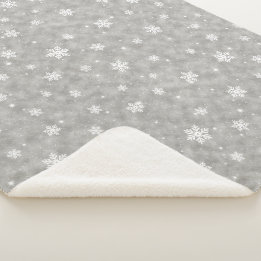 Cobertor Sherpa Cozy Silver Glitter Stars Snowflakes