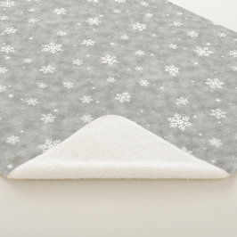 Cobertor Sherpa Cozy Silver Glitter Stars Snowflakes