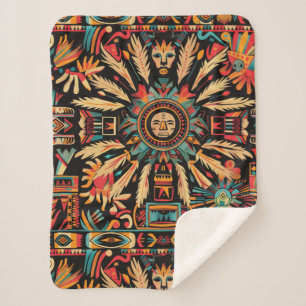 Cobertor Sherpa Cozy Teal "Aztec Dream" Plush Sherpa Blanket