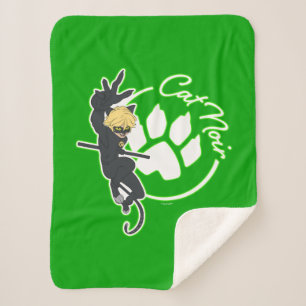 Cobertor Sherpa Crachá Cat Noir