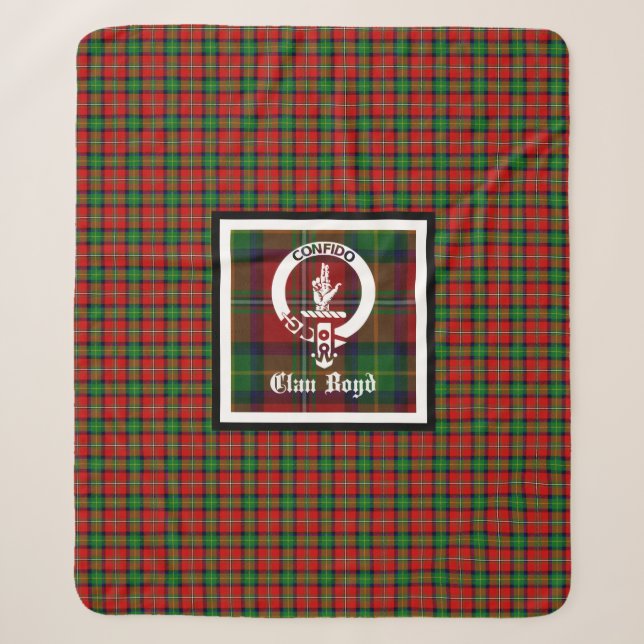 Cobertor Sherpa Crachá Clan Boyd Crest e Tartan (Frente)