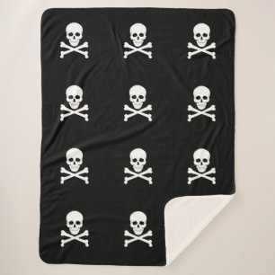 Cobertor Sherpa Crânio de bandeira de pirata e Crossbones Roger