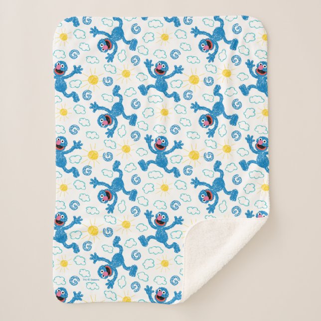 Cobertor Sherpa Crayon Grover Sunshine Patterno (Frente)
