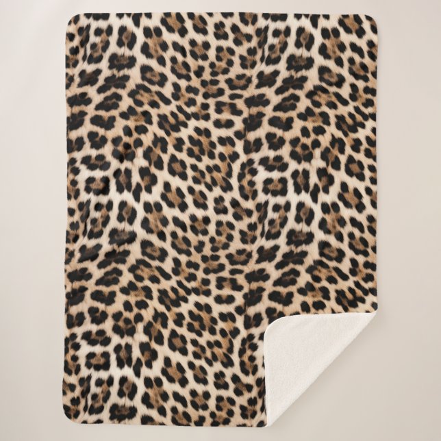 Cobertor Sherpa Creamy Brown Black Leopardo (Frente)