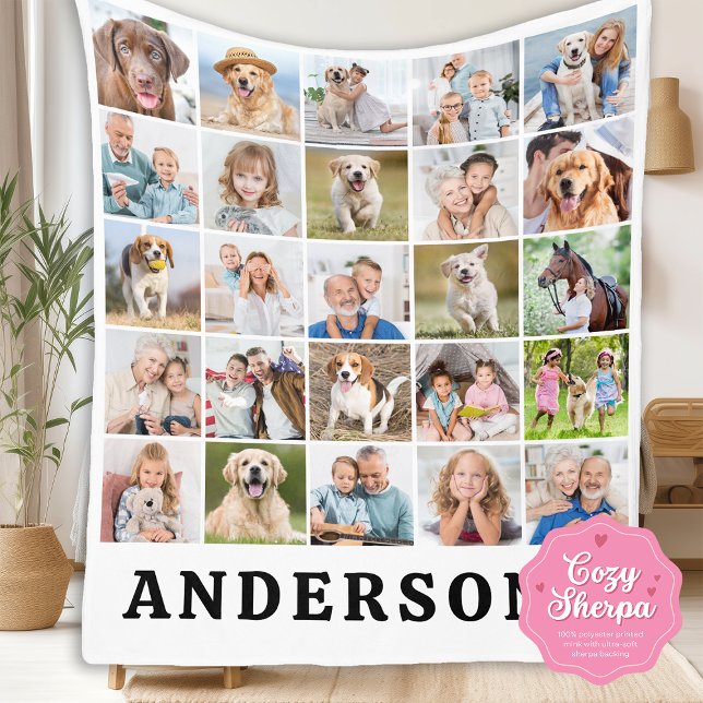 Cobertor Sherpa Create Your Family Custom Cute 25 Photos Collage (Criador carregado)