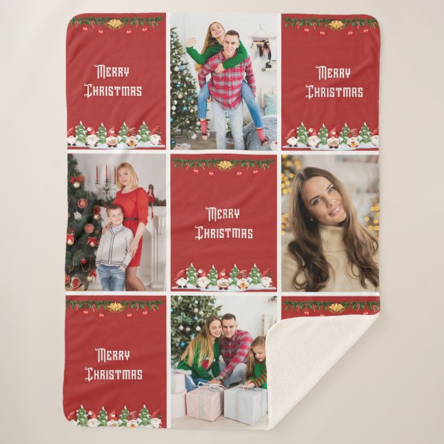 Cobertor Sherpa Create Your Own Christmas Photo Collage (Frente)