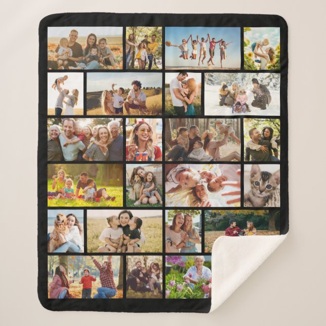 Cobertor Sherpa Create Your Own Custom 24 Photo Collage (Frente)
