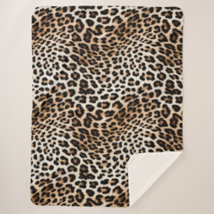 Cobertor Sherpa Creme Black Leopardo Print