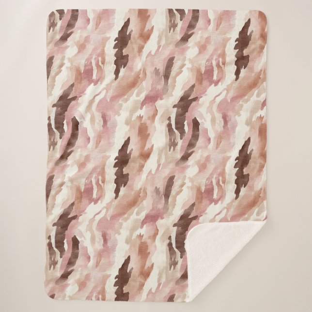Cobertor Sherpa Creme cor-de-rosa Abstrato (Frente)