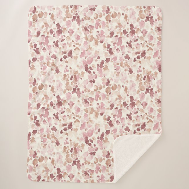 Cobertor Sherpa Creme cor-de-rosa Chocolate Castanho Abstrato Leop (Frente)