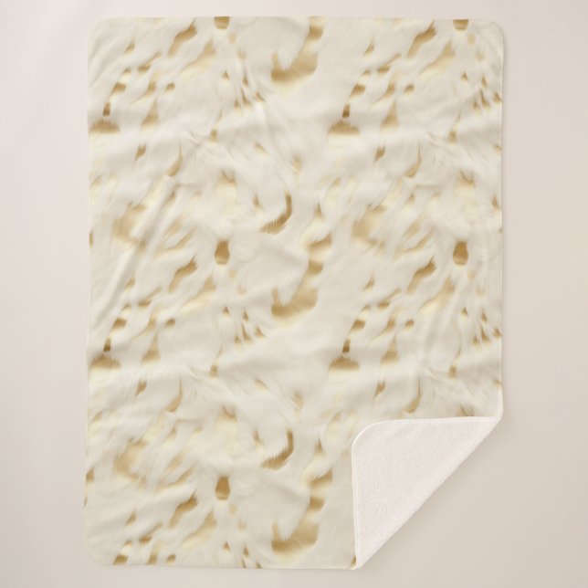 Cobertor Sherpa Creme Dourado Cowhide (Frente)