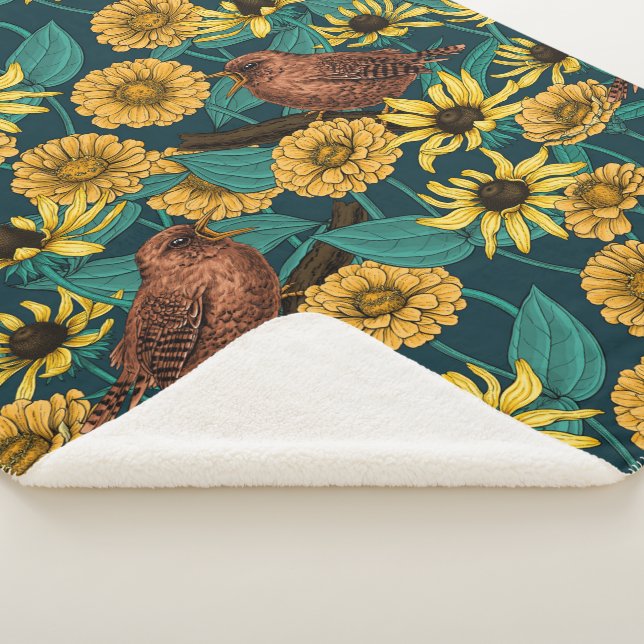 Cobertor Sherpa Crenças e flores em azul escuro (3/4)