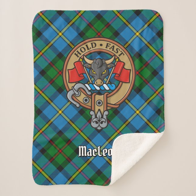 Cobertor Sherpa Crest do Clã MacLeod sobre Tartan (Frente)