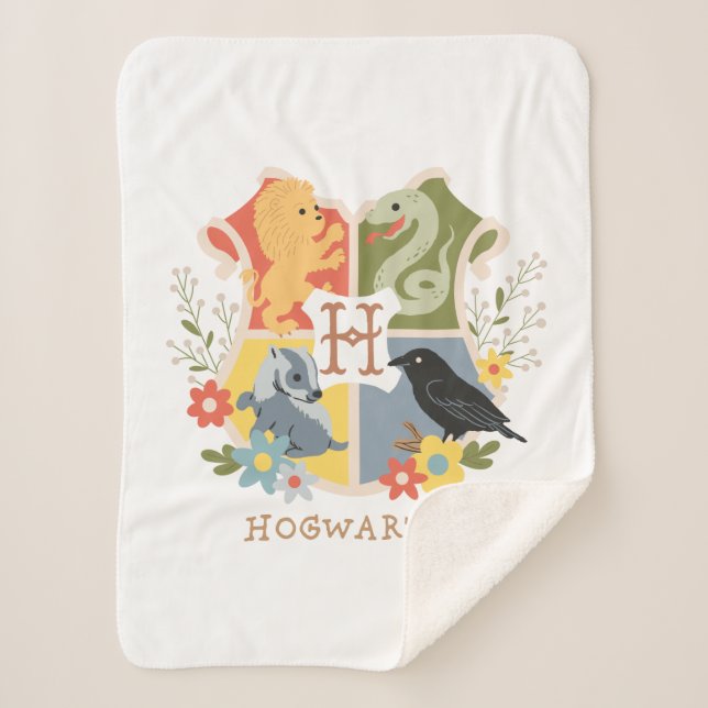 Cobertor Sherpa Crest HOGWARTS™ Magical Blooms (Frente)