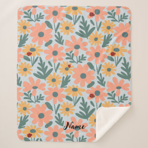 Cobertor Sherpa crianças Cute Ladybug Bolinhas Daisy Flower Padrão