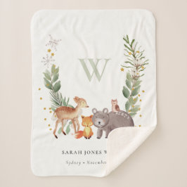 Cobertor Sherpa Crianças De Monograma De Leafia De Animais Da Flor